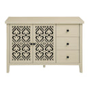 Hollowed Out Cabinet With 2 Door 3 Drawers, American Furniture, Suitable For Bedroom, Living Room, Study - Natural