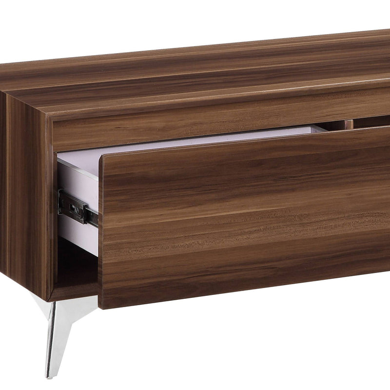 Raceloma - TV Stand (With LED) - Walnut / Chrome