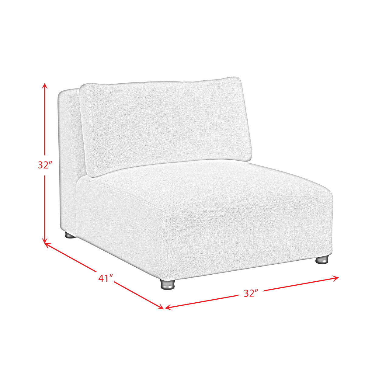 Zandara Modular Armless Chair in Beige by Elements International, view 6