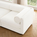 Contemporary Elegant White Chenille Sofa With Storage And Ottoman
