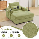 Modern Style Armchair Chaise Lounge Sofa Couch With Movable Storage Ottoman, USB Ports, Cup Holders, Phone Holder, Side Pockets