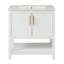 Elegant Bathroom Vanity With Ceramic Sink And Versatile Storage
