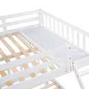 Full Over Twin & Twin Bunk Bed, Wood Triple Bunk Bed with Drawers and Guardrails, White (OLD SKU: LP000143AAK)