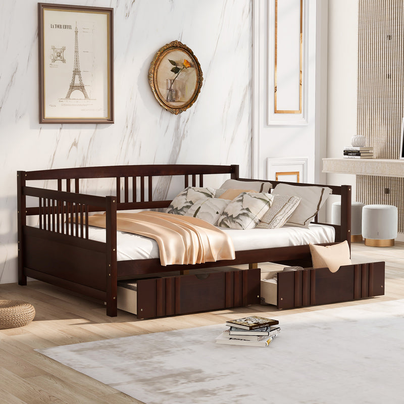 Full Size Daybed Wood Bed with Two Drawers,Espresso(OLD  SKU:LP000058AAP)
