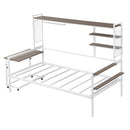 Daybed With Movable Desk, Grid, Shelves And Clothes Hanger