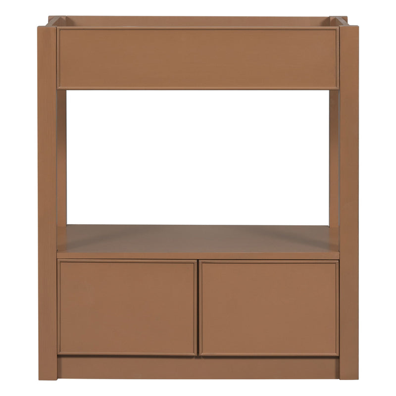 Bathroom Vanity Without Sink Top, Cabinet Base Only, Open Storage Shelf And Two Drawers - Brown