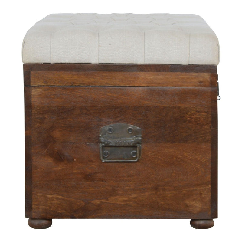 Linen Storage Trunk - Chestnut / White Linen