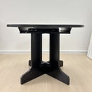 Dining Table For Farmhouse Kitchen Expandable Oval Table Top With Removable Leaf Trestle X Shaped Base - Black