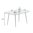 Thick Tempered Glass Top Dining Table & Stainless Steel Legs - Silver