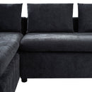 Modern L Shaped Sectional Sofa With Chenille Upholstery And Wooden Storage