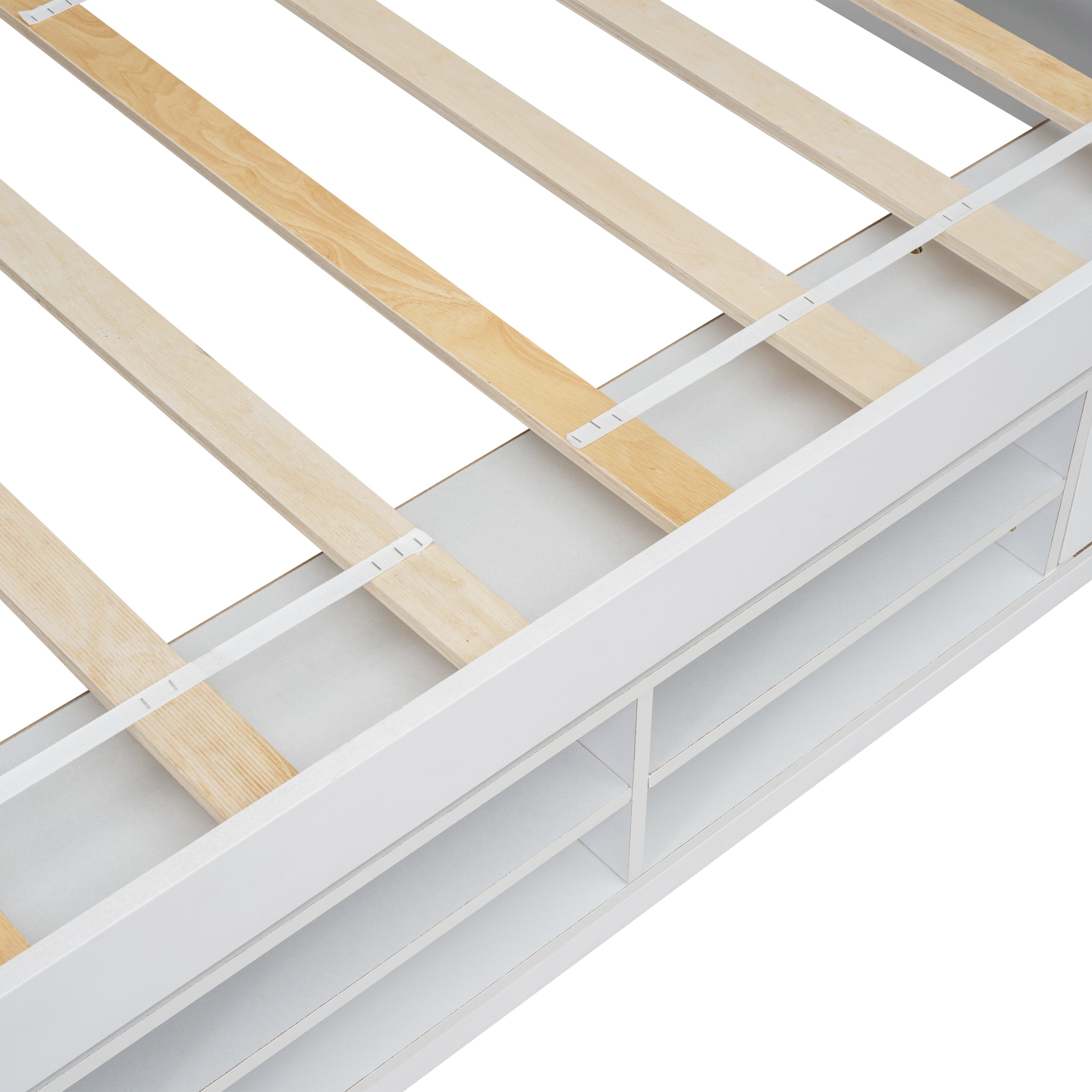 Twin House Bed with Roof Frame, Bedside-shelves, Under Bed Storage Unit,White - Atlantic Fine Furniture Melbourne FL