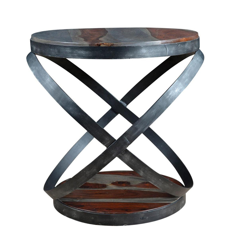 Aida Solid Sheesham Wood and Iron Accent Table