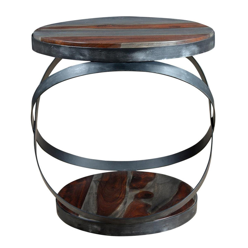 Aida Solid Sheesham Wood and Iron Accent Table