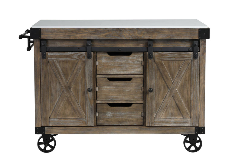 Alforvott - Weathered Kitchen Island - Gray / Marble