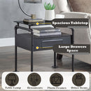 Nicipolis - Nightstand - Glass & Sandy Gray - Atlantic Fine Furniture Inc