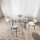 Modern Minimalist Rectangular Glass Dining Table With Tempered Glass Top Metal Legs, For 4 - 6 - Transparent