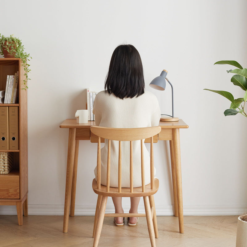 Computer Study, Work Desk Dressing Table Slim With Drawer - Oak Natural