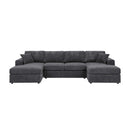 3 Piece Corduroy Double Chaise Sectional Sofa