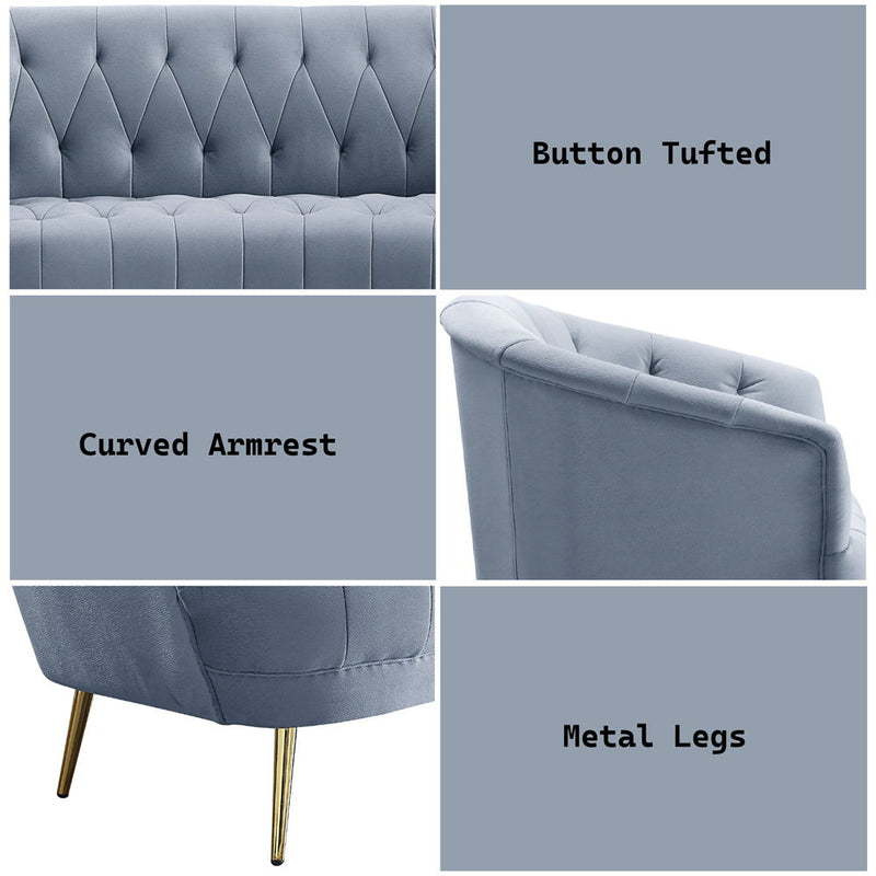 Bayram - Sofa - Light Gray Velvet - Atlantic Fine Furniture Inc