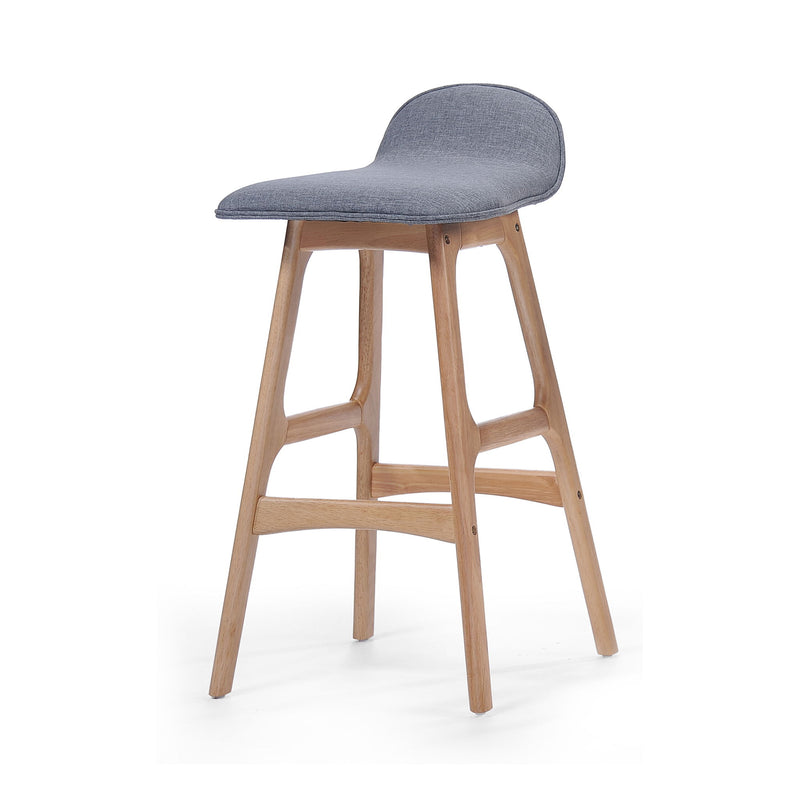 Mid Century Modern Upholstered Low Back Barstools (Set of 2) - Gray / Natural Oak