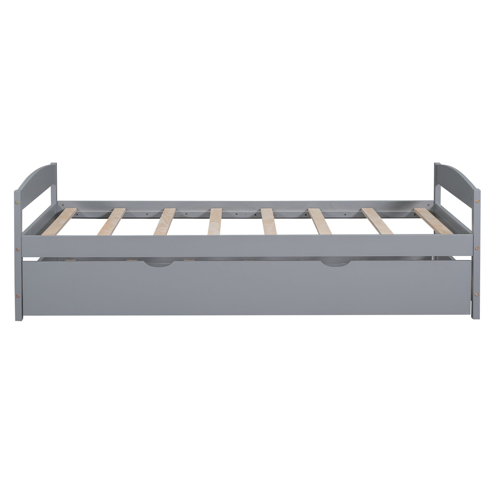 Twin Size Platform Bed with Twin Size Trundle, Gray - Atlantic Fine Furniture Melbourne FL
