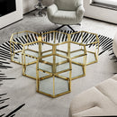 Modern Coffee Table With Double Layer Tempered Glass And Polygonal Design