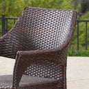 Rattan Dining Chair With Wicker Stacking - Brown