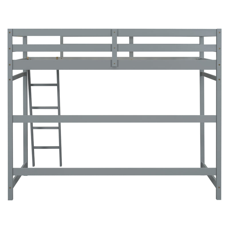 High Loft Bed With Inclined Ladder, Guardrails