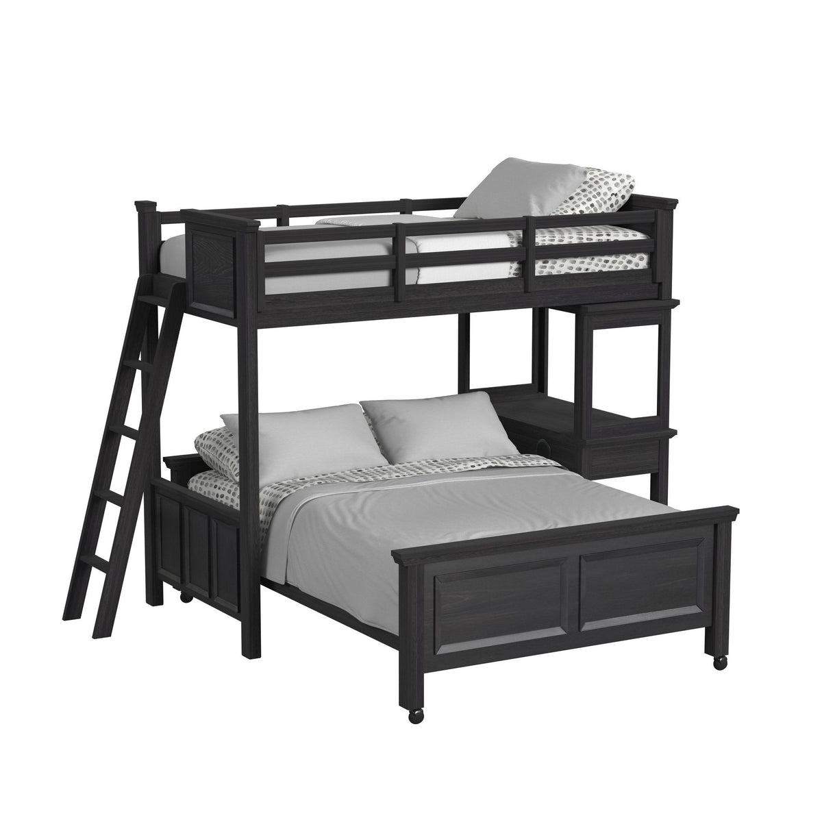 Hampton Kids Loft With Ladder And Desk With Speaker in Black by Elements International, view 2