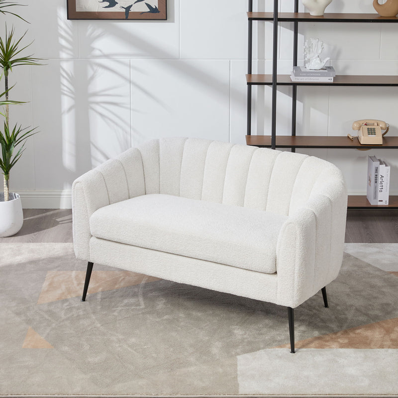 Glam Mini Loveseat, Accent Couch - Ivory
