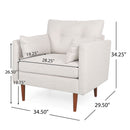 Contemporary Fabric Club Chair With Birch Wood Legs - Beige