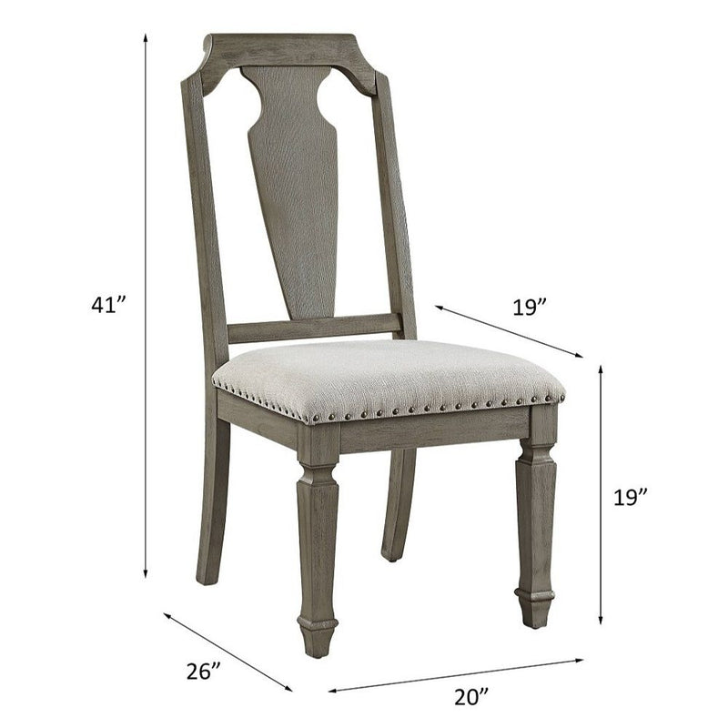 Zumala - Side Chair (Set of 2) - Beige Linen & Weathered Oak Finish