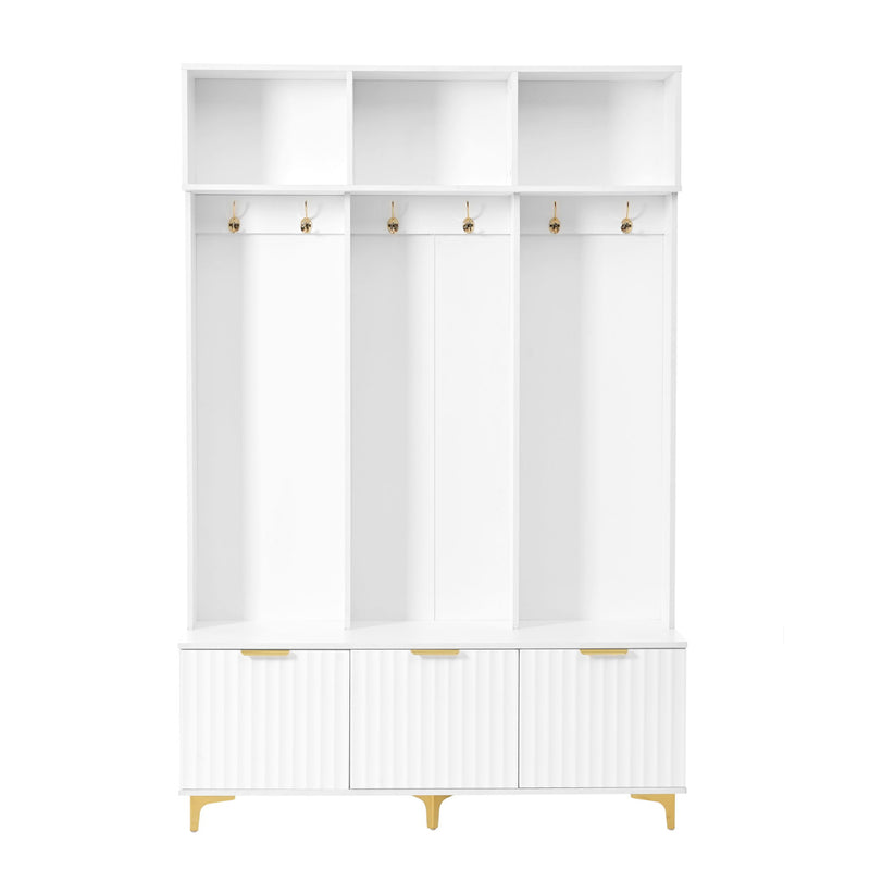 Modern Large Storage Hall Tree With Bench, 6 Hooks