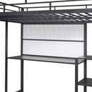 Metal Loft Bed With Desk, 3 Shelves And Ladder