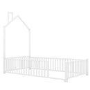 Metal House Platform Bed With Guardrail And Chimney