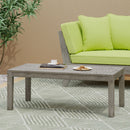 Ingenious - Outdoor Acacia Wood Coffee Table With Slat Panel Design - Light Gray