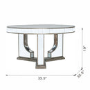 Round Table With Elegant Foral Design And Mirrored