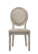 Faustine - Side Chair (Set of 2) - Tan Fabric & Salvaged Light Oak