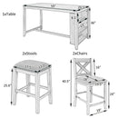 5 Pieces Counter Height Rustic Farmhouse Dining Room Wooden Bar Table Set With 2 Stools And 2 Chairs