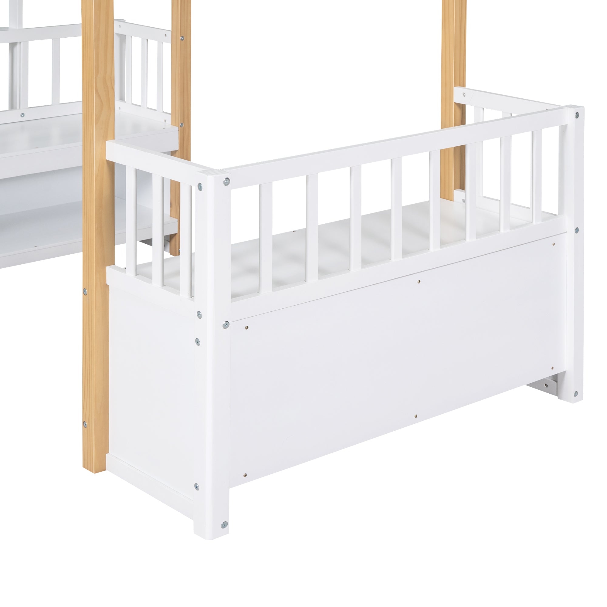 Wood Twin Size Loft Bed with 2 Seats and a Ladder, White - Atlantic Fine Furniture Melbourne FL