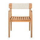 Creative Braided Acacia Wood Outdoor Dining Table And Chairs With Armrests (Set of 2) - Teak / White