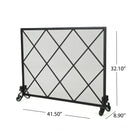 Minimalist Single Panel Iron Fireplace Screen With Diamond Design
