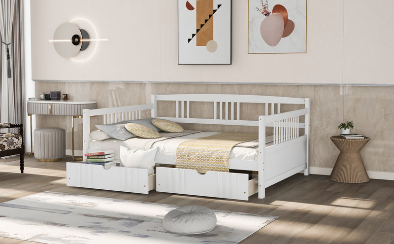 Full Size Daybed Wood Bed with Two Drawers,White(OLD  SKU:LP000058AAK)