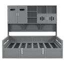 Daybed With All-In-One Cabinet And Shelf