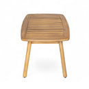 2 Piece Outdoor Acacia Wood Conversation Set, Woven Rope Backrest Patio Seating Group, Woven Rope With Coffee Table For Porch - Light Teak / Beige