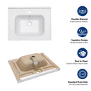 Rectangular Single Vanity Top With 1 Faucet Hole And Overflow Ceramic