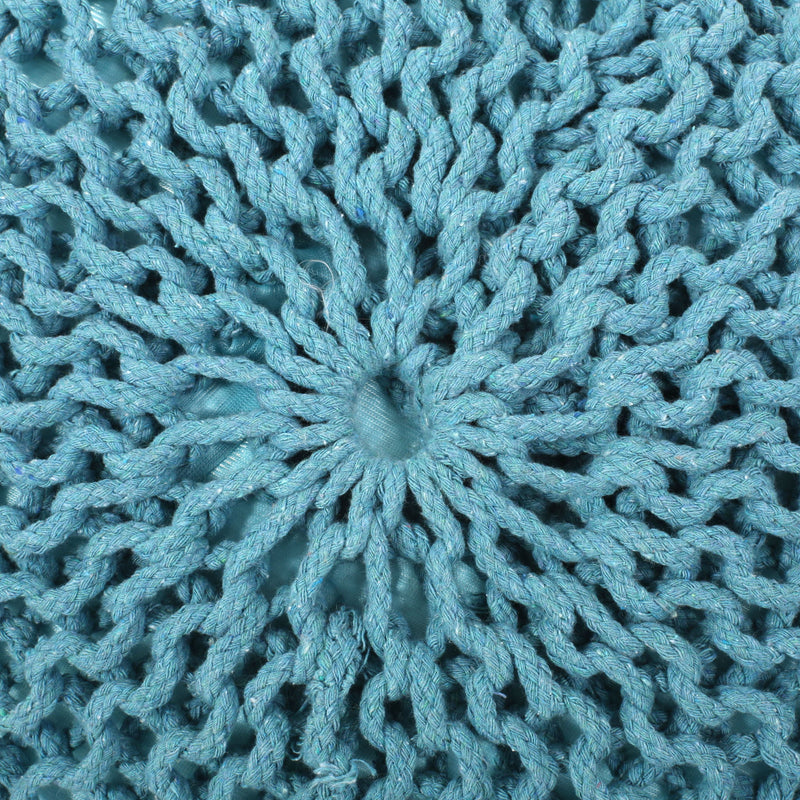 Moro - Knitted Cotton Round Pouf With Pumpkin Shape