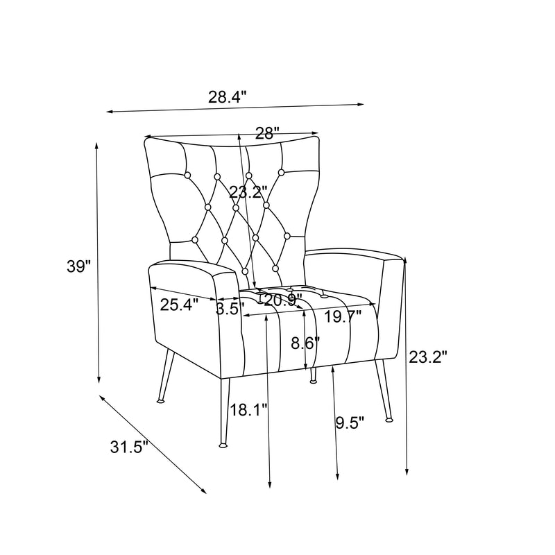 Modern Accent Chair With Ottoman, Comfy Armchair For Living Room, Bedroom, Apartment