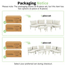 6 Piece Patio Set, Half Moon Outdoor Sectional Sofa With 2 High Low Coffee Tables, 4 Pillows & Cushions