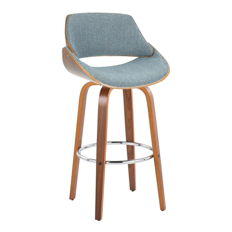 Fabrizzi - Mid Century Modern Fixed Height Barstool With Swivel With Round Footrest (Set of 2)